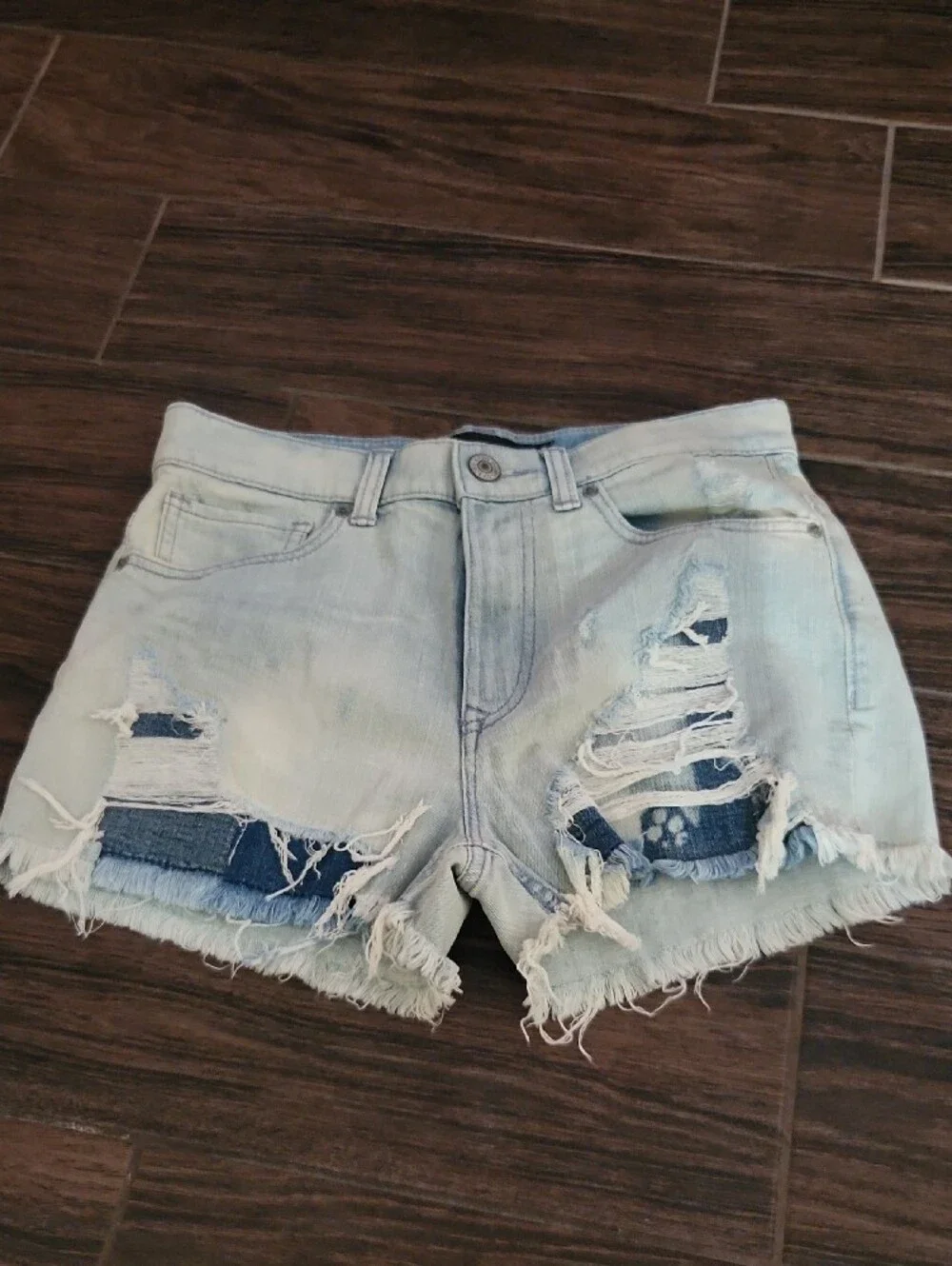 Express Light Wash Distressed Denim Shorts